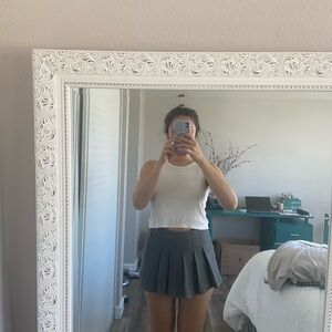 Pleated Mini Skirt in Charcoal Gray